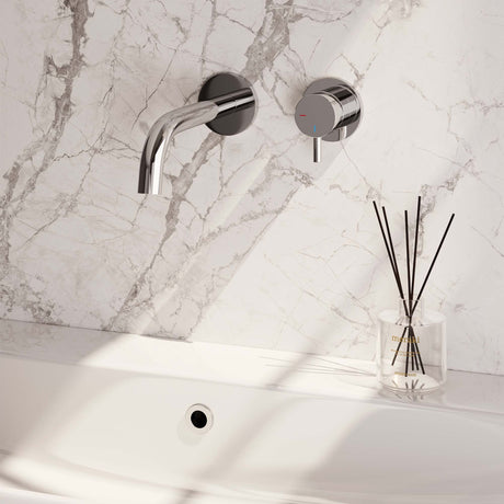 BRAUER Chrome Edition inbouw wastafelmengkraan met gebogen uitloop en rozetten model B1 chroom