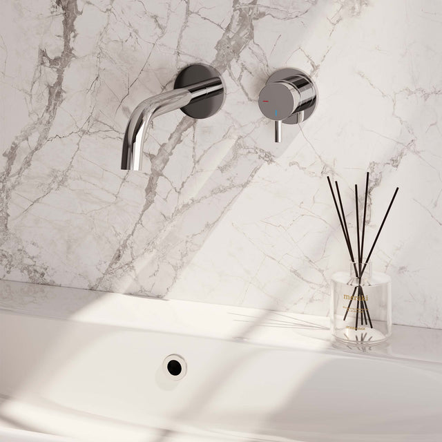 BRAUER Chrome Edition inbouw wastafelmengkraan met gebogen uitloop en rozetten model B1 chroom