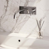 BRAUER Chrome Edition inbouw wastafelmengkraan met gebogen uitloop en afdekplaat model B1 chroom