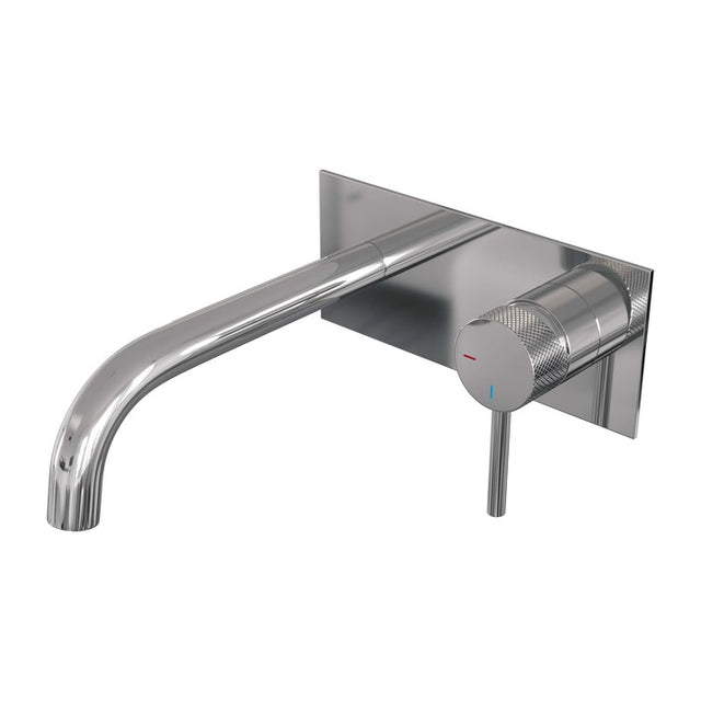 BRAUER Chrome Carving inbouw wastafelmengkraan met gebogen uitloop en afdekplaat model A1 chroom 5-CE-004-B6