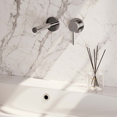 BRAUER Chrome Edition inbouw wastafelmengkraan met rechte uitloop en rozetten model A1 chroom