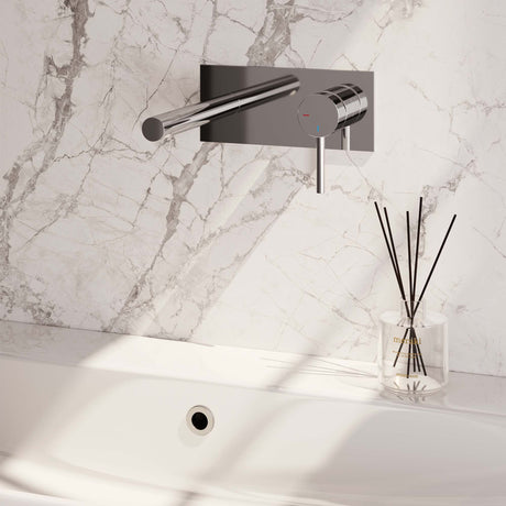 BRAUER Chrome Edition inbouw wastafelmengkraan met rechte uitloop en afdekplaat model A1 chroom