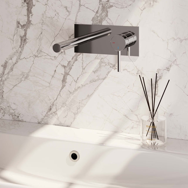 BRAUER Chrome Edition inbouw wastafelmengkraan met rechte uitloop en afdekplaat model A1 chroom