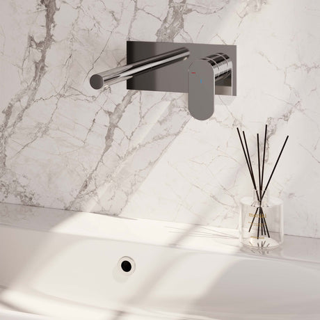 BRAUER Chrome Edition inbouw wastafelmengkraan met rechte uitloop en afdekplaat model C1 chroom
