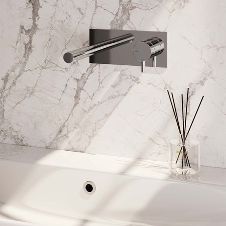 BRAUER Chrome Edition inbouw wastafelmengkraan met rechte uitloop en afdekplaat model B1 chroom