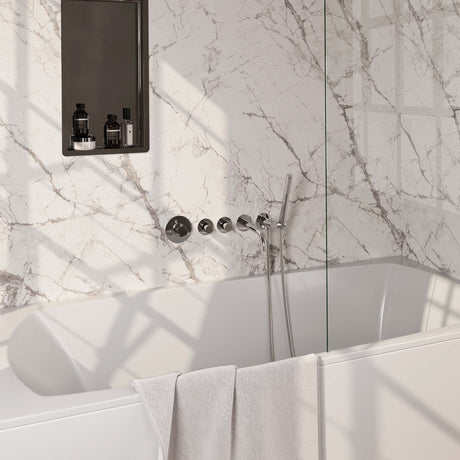 BRAUER Chrome Edition thermostatische inbouw badkraan SET 01 met uitloop en staaf handdouche en doucheslang en wandaansluitbocht chroom