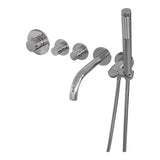 BRAUER Chrome Edition thermostatische inbouw badkraan SET 01 met uitloop en staaf handdouche en doucheslang en wandaansluitbocht chroom