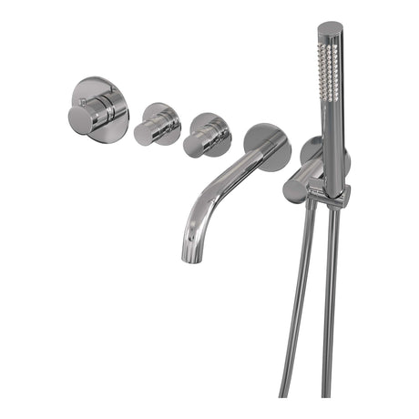 BRAUER Chrome Edition thermostatische inbouw badkraan SET 01 met uitloop en staaf handdouche en doucheslang en wandaansluitbocht chroom