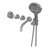 BRAUER Chrome Edition thermostatische inbouw badkraan SET 02 met uitloop en 3-standen handdouche en doucheslang en wandaansluitbocht chroom