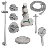 BRAUER Chrome Edition thermostatische inbouw regendouche SET 23 met 20 cm douchekop en plafondarm en 3-standen handdouche en doucheslang en geïntegreerde glijstang chroom