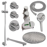 BRAUER Chrome Edition thermostatische inbouw regendouche SET 20 met 30 cm douchekop en rechte muurarm en 3-standen handdouche en doucheslang en geïntegreerde glijstang chroom