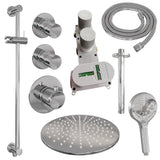BRAUER Chrome Edition thermostatische inbouw regendouche SET 24 met 30 cm douchekop en plafondarm en 3-standen handdouche en doucheslang en geïntegreerde glijstang chroom