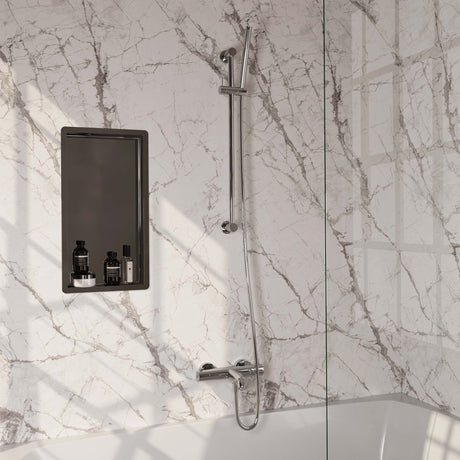 BRAUER Chrome Edition opbouw baddouche thermostaatkraan SET 01 met glijstang en staaf handdouche en doucheslang chroom
