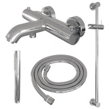 BRAUER Chrome Edition opbouw baddouche thermostaatkraan SET 01 met glijstang en staaf handdouche en doucheslang chroom