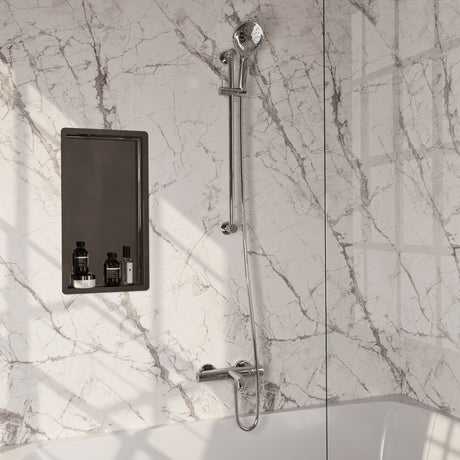 BRAUER Chrome Edition opbouw baddouche thermostaatkraan SET 02 met glijstang en 3-standen handdouche en doucheslang chroom
