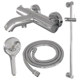 BRAUER Chrome Edition opbouw baddouche thermostaatkraan SET 02 met glijstang en 3-standen handdouche en doucheslang chroom