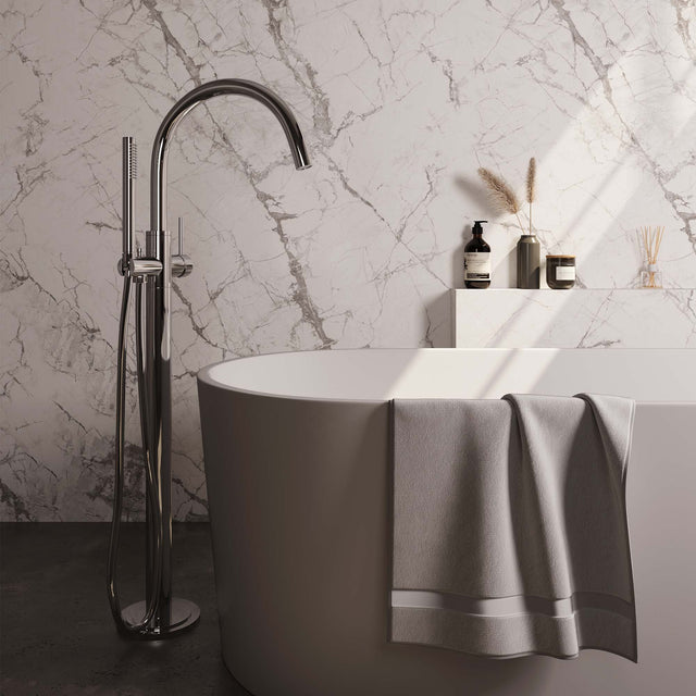 BRAUER Chrome Edition vrijstaande badmengkraan SET 01 met staaf handdouche en doucheslang chroom
