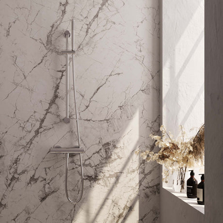 BRAUER Chrome Edition opbouw douche thermostaatkraan SET 01 met glijstang en staaf handdouche en doucheslang chroom