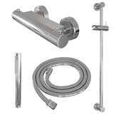 BRAUER Chrome Edition opbouw douche thermostaatkraan SET 01 met glijstang en staaf handdouche en doucheslang chroom