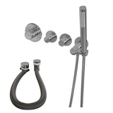 BRAUER Chrome Edition thermostatische inbouw badkraan SET 01 met badvulcombinatie en staaf handdouche en doucheslang en wandaansluitbocht chroom