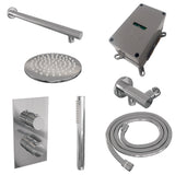 BRAUER Chrome Edition thermostatische inbouw regendouche 3-weg omstelling SET 25 met 20 cm douchekop en rechte muurarm en staaf handdouche en doucheslang en wandaansluitbocht chroom