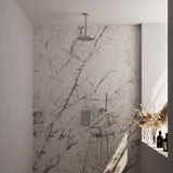BRAUER Chrome Edition thermostatische inbouw regendouche 3-weg omstelling SET 29 met 20 cm douchekop en plafondarm en staaf handdouche en doucheslang en wandaansluitbocht chroom