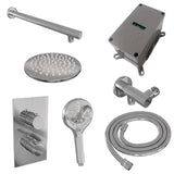 BRAUER Chrome Edition thermostatische inbouw regendouche 3-weg omstelling SET 31 met 20 cm douchekop en rechte muurarm en 3-standen handdouche en doucheslang en wandaansluitbocht chroom