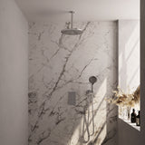 BRAUER Chrome Edition thermostatische inbouw regendouche 3-weg omstelling SET 36 met 30 cm douchekop en plafondarm en 3-standen handdouche en doucheslang en wandaansluitbocht chroom