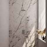 BRAUER Chrome Edition thermostatische inbouw regendouche 3-weg omstelling SET 39 met 20 cm douchekop en gebogen muurarm en staaf handdouche en doucheslang en geïntegreerde glijstang chroom