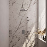 BRAUER Chrome Edition thermostatische inbouw regendouche 3-weg omstelling SET 40 met 30 cm douchekop en gebogen muurarm en staaf handdouche en doucheslang en geïntegreerde glijstang chroom