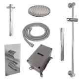 BRAUER Chrome Edition thermostatische inbouw regendouche 3-weg omstelling SET 41 met 20 cm douchekop en plafondarm en staaf handdouche en doucheslang en geïntegreerde glijstang chroom