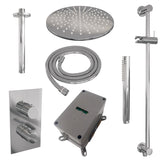 BRAUER Chrome Edition thermostatische inbouw regendouche 3-weg omstelling SET 42 met 30 cm douchekop en plafondarm en staaf handdouche en doucheslang en geïntegreerde glijstang chroom