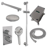 BRAUER Chrome Edition thermostatische inbouw regendouche 3-weg omstelling SET 43 met 20 cm douchekop en rechte muurarm en 3-standen handdouche en doucheslang en geïntegreerde glijstang chroom