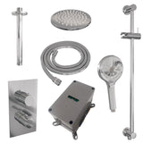 BRAUER Chrome Edition thermostatische inbouw regendouche 3-weg omstelling SET 47 met 20 cm douchekop en plafondarm en 3-standen handdouche en doucheslang en geïntegreerde glijstang chroom