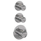 BRAUER Chrome Edition thermostatische inbouw regendouche SET 03 met 20 cm douchekop en gebogen muurarm en staaf handdouche en doucheslang en wandaansluitbocht chroom