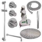 BRAUER Chrome Edition thermostatische inbouw regendouche SET 16 met 30 cm douchekop en gebogen muurarm en staaf handdouche en doucheslang en geïntegreerde glijstang chroom