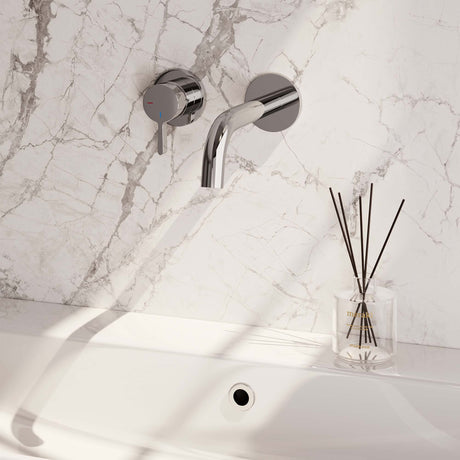 BRAUER Chrome Edition inbouw wastafelmengkraan met gebogen uitloop en rozetten model E2 chroom