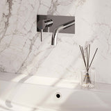 BRAUER Chrome Edition inbouw wastafelmengkraan met gebogen uitloop en afdekplaat model A2 chroom