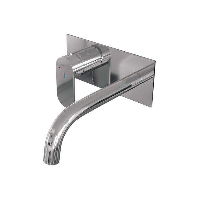 BRAUER Chrome Edition inbouw wastafelmengkraan met gebogen uitloop en afdekplaat model C2 chroom