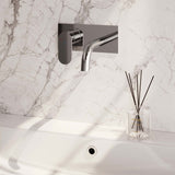 BRAUER Chrome Edition inbouw wastafelmengkraan met gebogen uitloop en afdekplaat model C2 chroom