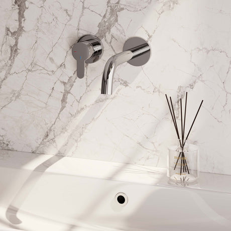 BRAUER Chrome Edition inbouw wastafelmengkraan met gebogen uitloop en rozetten model D2 chroom