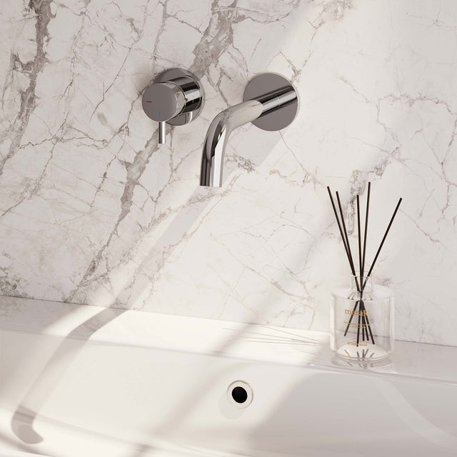 BRAUER Chrome Edition inbouw wastafelmengkraan met gebogen uitloop en rozetten model B2 chroom