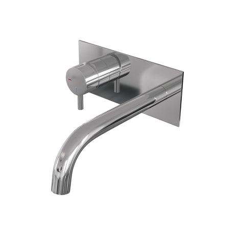 BRAUER Chrome Edition inbouw wastafelmengkraan met gebogen uitloop en afdekplaat model B2 chroom