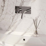 BRAUER Chrome Edition inbouw wastafelmengkraan met gebogen uitloop en afdekplaat model B2 chroom