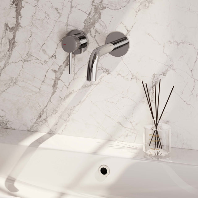 BRAUER Chrome Carving inbouw wastafelmengkraan met gebogen uitloop en rozetten model A2 chroom 5-CE-083-B6-65