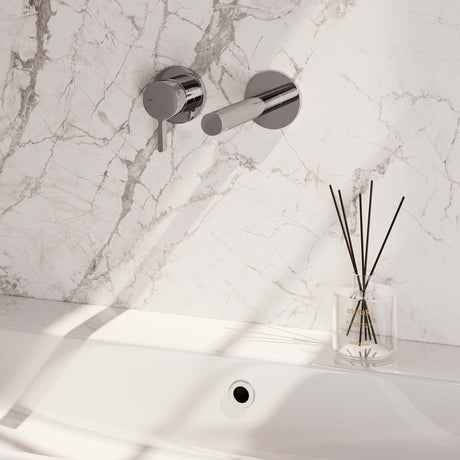 BRAUER Chrome Edition inbouw wastafelmengkraan met rechte uitloop en rozetten model E2 chroom
