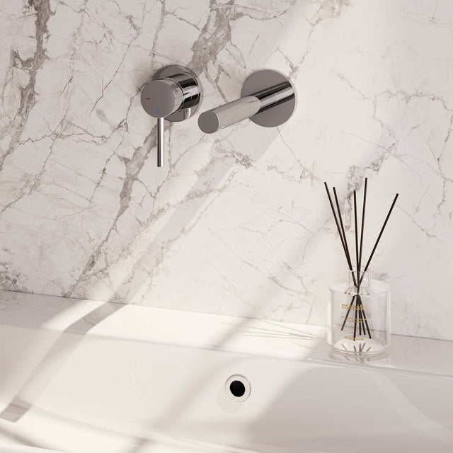 BRAUER Chrome Edition inbouw wastafelmengkraan met rechte uitloop en rozetten model A2 chroom