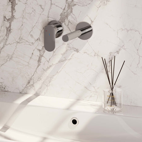 BRAUER Chrome Edition inbouw wastafelmengkraan met rechte uitloop en rozetten model C2 chroom