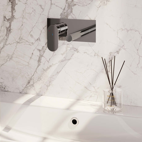 BRAUER Chrome Edition inbouw wastafelmengkraan met rechte uitloop en afdekplaat model C2 chroom