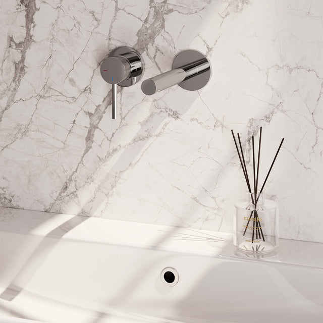 BRAUER Chrome Carving inbouw wastafelmengkraan met rechte uitloop en rozetten model A2 chroom 5-CE-083-S6-65